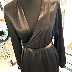 Victoria's Secret Black Satin Robe